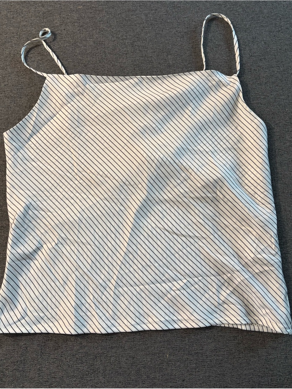 Forever 21 White Spaghetti Strap Tank with Black Pinstripes
